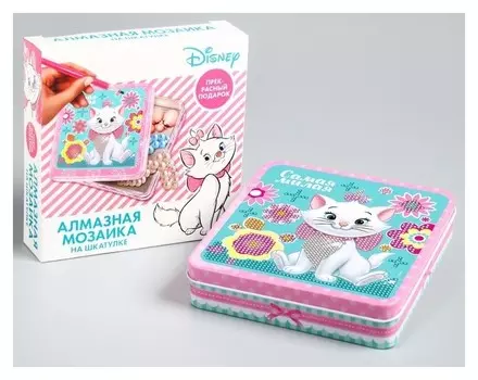 Алмазная мозаика на шкатулке "Самая милая" кошечка мари 14*13,6 см