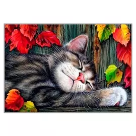 Алмазная мозаика «Осенний релакс» 29.5x20.5 см, 28 цветов