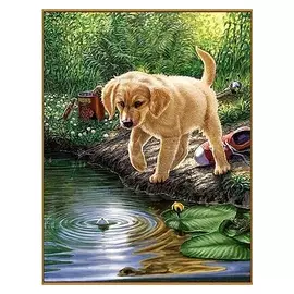 Алмазная мозаика "Первая рыбалка", 36 цветов