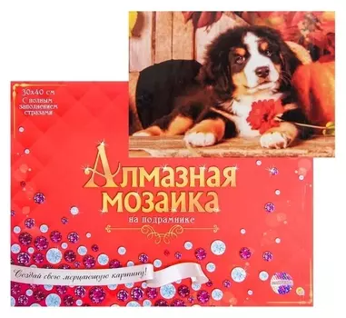 Алмазная мозаика с полным заполнением, 30 × 40 см «Щенок зенненхунда»