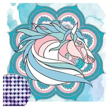 Алмазная вышивка мандала «Лошадь» с частичным заполнением, 20 х 20 см. набор для творчества