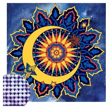Алмазная вышивка мандала «Месяц» с частичным заполнением, 20 х 20 см. набор для творчества