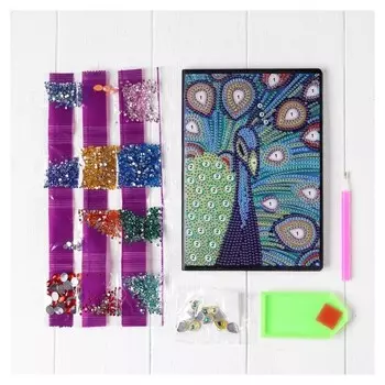 Алмазная вышивка на блокноте «Павлин» 50 стр