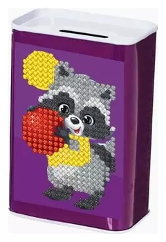 Алмазная вышивка на копилке «Енотик с мячиком»