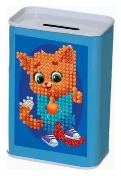 Алмазная вышивка на копилке «Рыжий котик»