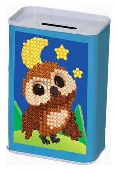 Алмазная вышивка на копилке «Сова и месяц»