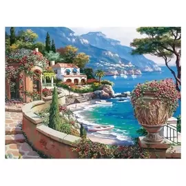 Алмазная вышивка на раме 30x40 с частичным заполнением «Домики»