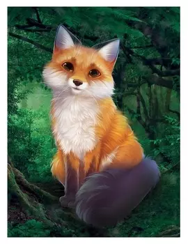 Алмазная вышивка на раме 30x40 с частичным заполнением «Лиса»