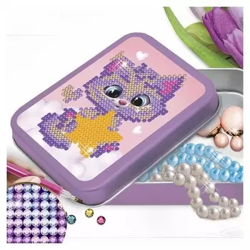 Алмазная вышивка на шкатулке «Котёнок со звездой», 8,5 х 11 см. набор для творчества