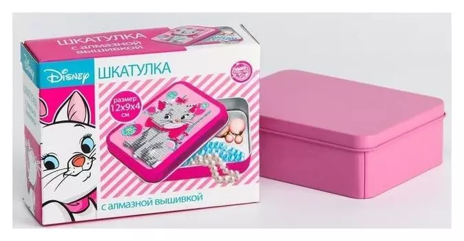Алмазная вышивка на шкатулке коты аристократы кошечка мари 8.5*11.5 см