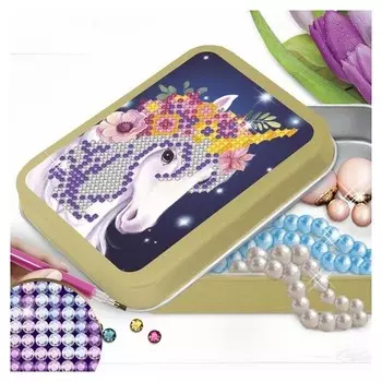 Алмазная вышивка на шкатулке «Волшебный единорог», 8,5 х 11 см. набор для творчества