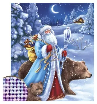 Алмазная вышивка с частичным заполнением «Дед мороз», 30 х 40 см, холст, емкость. набор для творчества