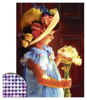 Алмазная вышивка с частичным заполнением «Девочка», 15 х 21 см. набор для творчества