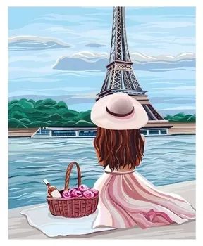 Алмазная вышивка с частичным заполнением «Девушка на берегу» 50x60 см, холст, ёмкость