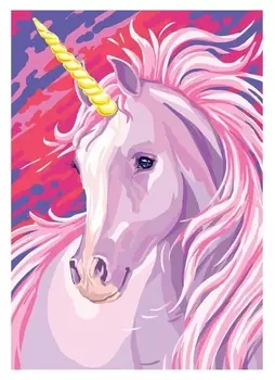 Алмазная вышивка с частичным заполнением "Единорог" 15*21 см, холст
