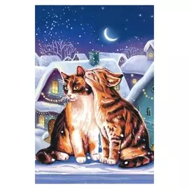 Алмазная вышивка с частичным заполнением «Коты» 20х30 см на холсте