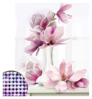 Алмазная вышивка с частичным заполнением «Магнолия» 30х40 см, холст, ёмкость