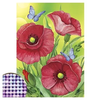 Алмазная вышивка с частичным заполнением «Маки», 15 х 21 см. набор для творчества