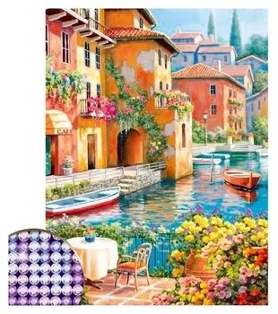 Алмазная вышивка с частичным заполнением на раме «Лето в италии», 30 х 40 см. набор для творчества