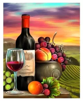Алмазная вышивка с частичным заполнением «Натюрморт с вином» 40х50 см, на раме
