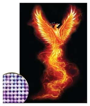 Алмазная вышивка с частичным заполнением "Огненный феникс" 20*30 см на холсте