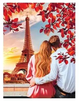 Алмазная вышивка с частичным заполнением "Париж" 15*21 см, холст