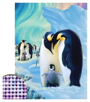 Алмазная вышивка с частичным заполнением «Пингвины», 30 х 40 см, холст. набор для творчества