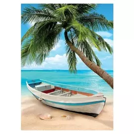 Алмазная вышивка с частичным заполнением "Пляж" 15*21 см, холст