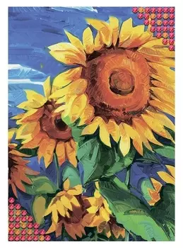 Алмазная вышивка с частичным заполнением «Подсолнухи», 15 х 21 см. набор для творчества