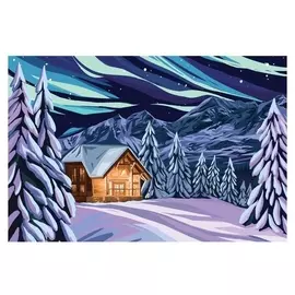 Алмазная вышивка с частичным заполнением «Северная ночь» 20х30 см на холсте