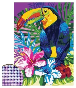 Алмазная вышивка с частичным заполнением «Тукан», 15 х 21 см, холст. набор для творчества