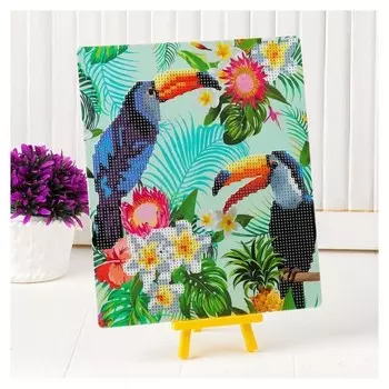 Алмазная вышивка с частичным заполнением «Туканы», с подставкой, размер картины: 21 × 25 см