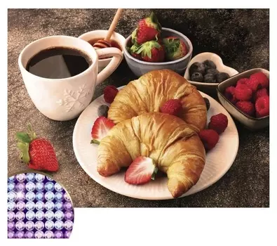 Алмазная вышивка с частичным заполнением «Вкусный завтрак» 30х40 см, холст, ёмкость