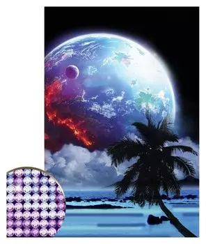 Алмазная вышивка с частичным заполнением "Загадочный космос" 20*30 см на холсте