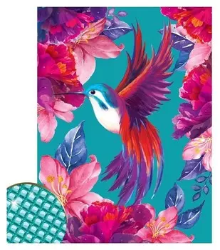 Алмазная вышивка с полным заполнением «Колибри» 30х40 см, холст, ёмкость