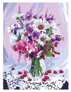 Алмазная вышивка с полным заполнением на холсте «Букет» 30х40 см