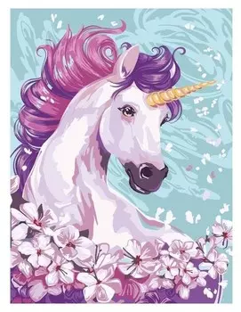 Алмазная вышивка с полным заполнением на холсте «Единорог» 30х40 см