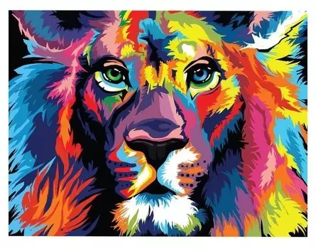 Алмазная вышивка с полным заполнением на холсте «Лев» 30х40 см