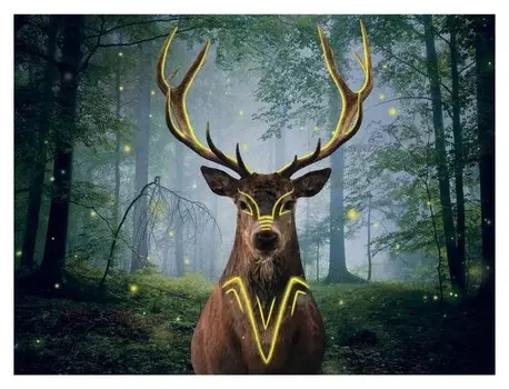 Алмазная вышивка с полным заполнением на холсте «Олень» 30х40 см