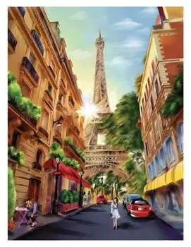 Алмазная вышивка с полным заполнением на холсте «Париж» 30х40 см