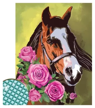 Алмазная вышивка с полным заполнением на раме «Лошадь», 30 х 40 см. набор для творчества