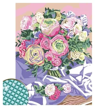 Алмазная вышивка с полным заполнением на раме «Ранункулюсы», 30 х 40 см. набор для творчества