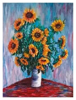 Алмазная вышивка с полным заполнением «Подсолнухи в вазе» 30х40 см