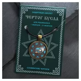 Амулет "Чертог бусла" 01.02-25.02, на шнурке, цвет бирюзовый