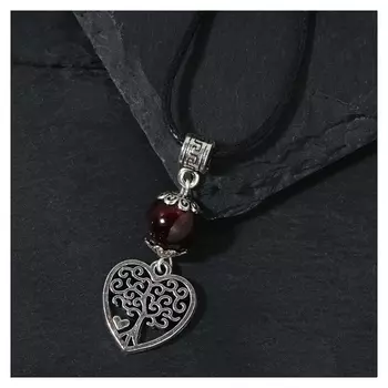 Амулет "Гранат" на любовь и семью, дерево любви, цвет чернёное серебро