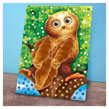 Аппликации перьями и стразами «Совёнок»