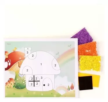 Аппликация EVA крошкой «Домик-грибочек»