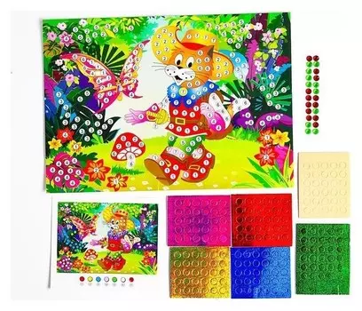 Аппликация круглыми стразами и EVA «Кот в сапогах»