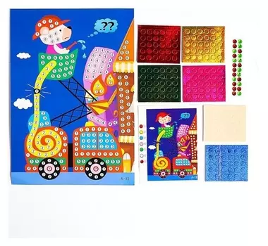 Аппликация круглыми стразами и EVA «Пожарный»