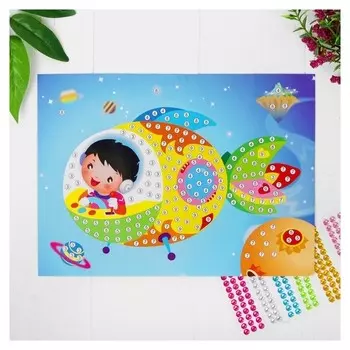 Аппликация круглыми стразами «Космос»